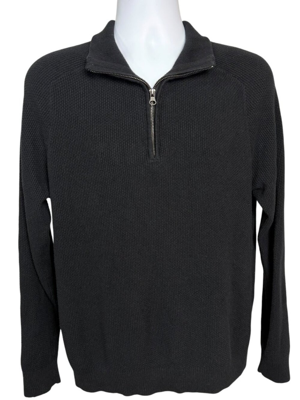 Goodfellow & Co Black Quarter Zip Textured Knit Sweater Men's Medium Mock Neck